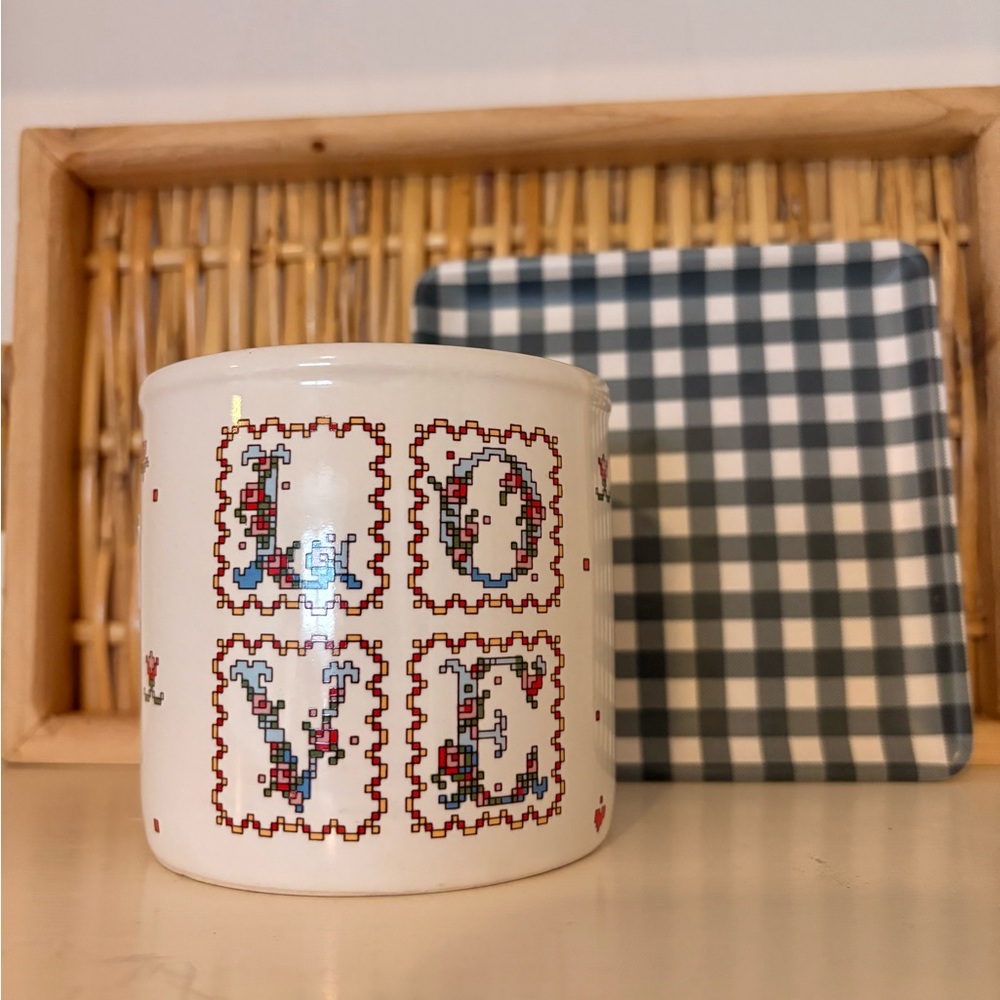White Jar with LOVE Design